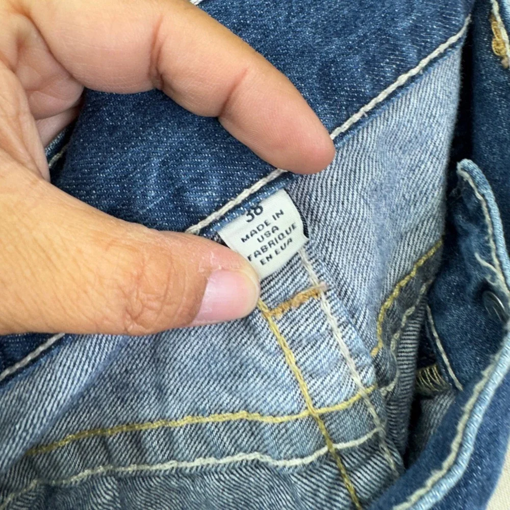True Religion Straight Leg Jeans 38X29 Blue Denim Y2K Streetwear McBling
